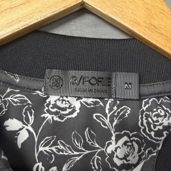G Fore Black Floral Short Sleeve Performance Golf Polo Shirt Men’s Medium - Picture 3 of 5